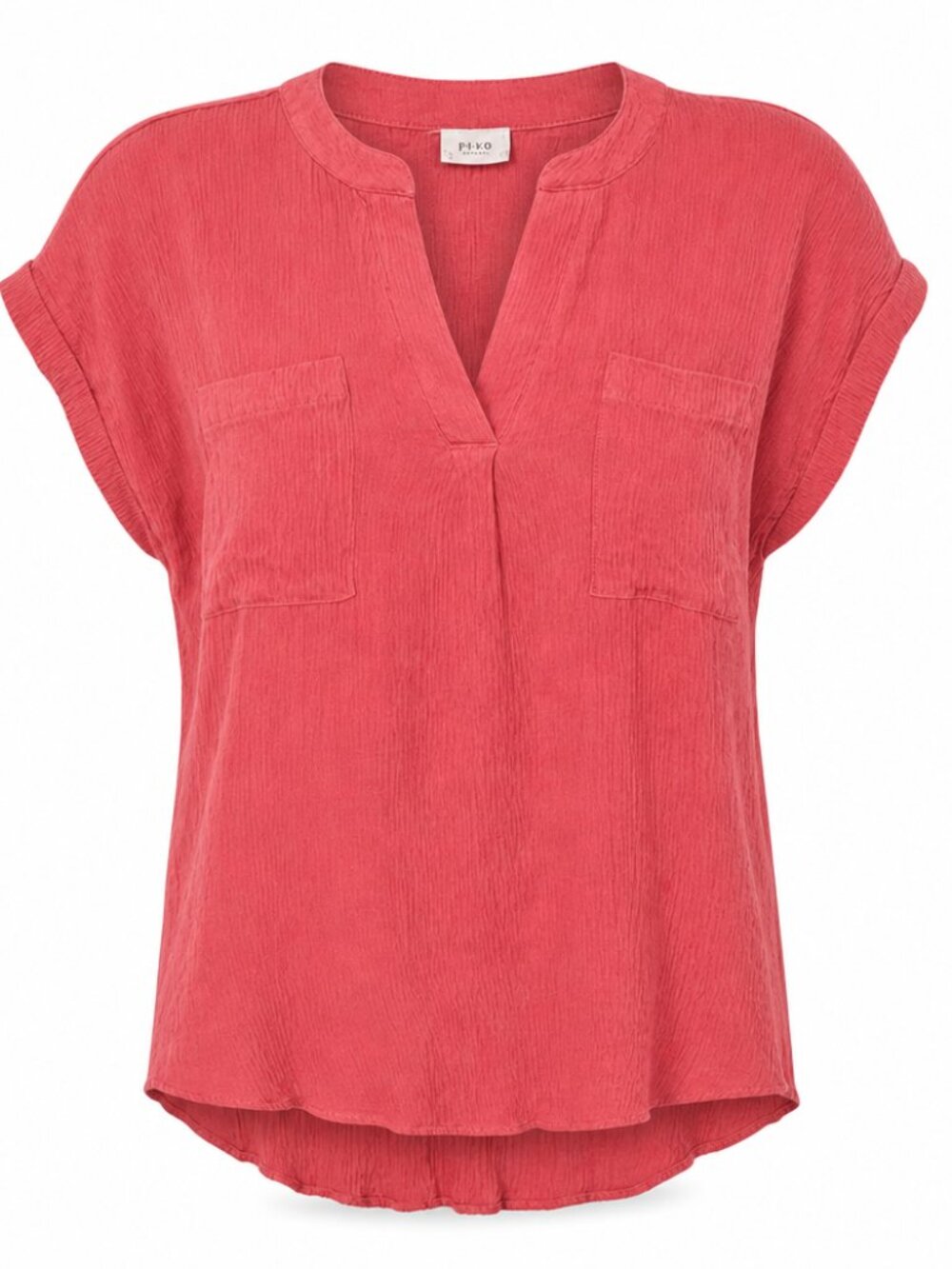 Perch Blu Pepper Casual Crinkle Gauze Coral Button Back Blouse Top Large - Picture 1 of 8